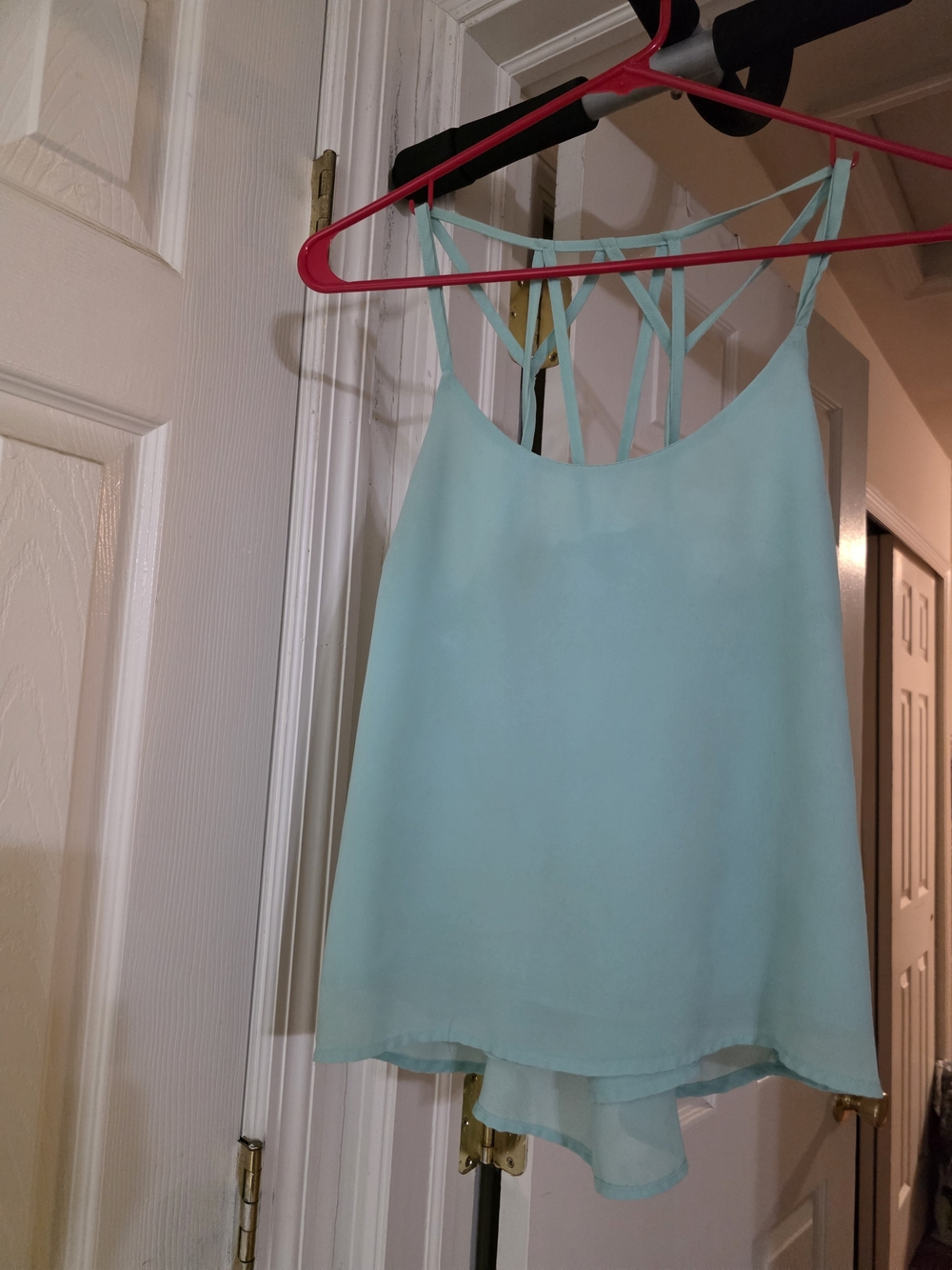 Light Aqua Strappy Chiffon Tank Top